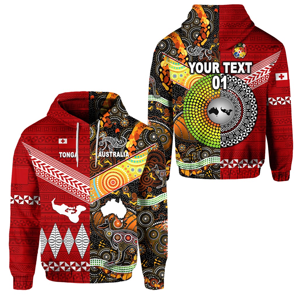 Tonga Ngatu and Australia Aboriginal Hoodie Together LT8 - Wonder Print Shop