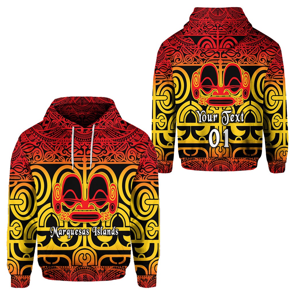 Custom Marquesas Islands Hoodie Marquesan Tattoo Simple Style Gradient Red LT8 - Wonder Print Shop