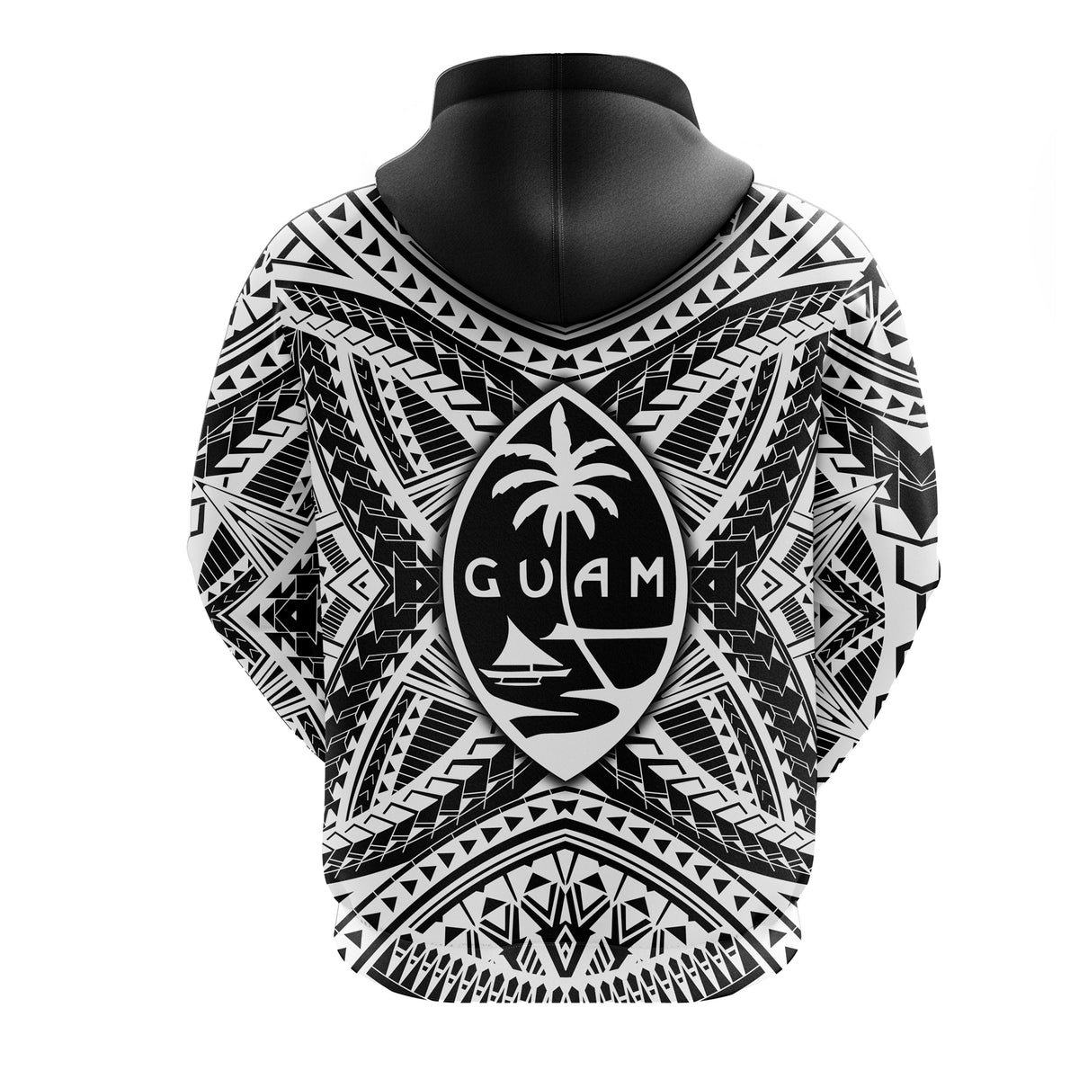 Custom Guam Rugby Zip Hoodie Polynesian Patterns Black Ver.2 LT16 - Wonder Print Shop