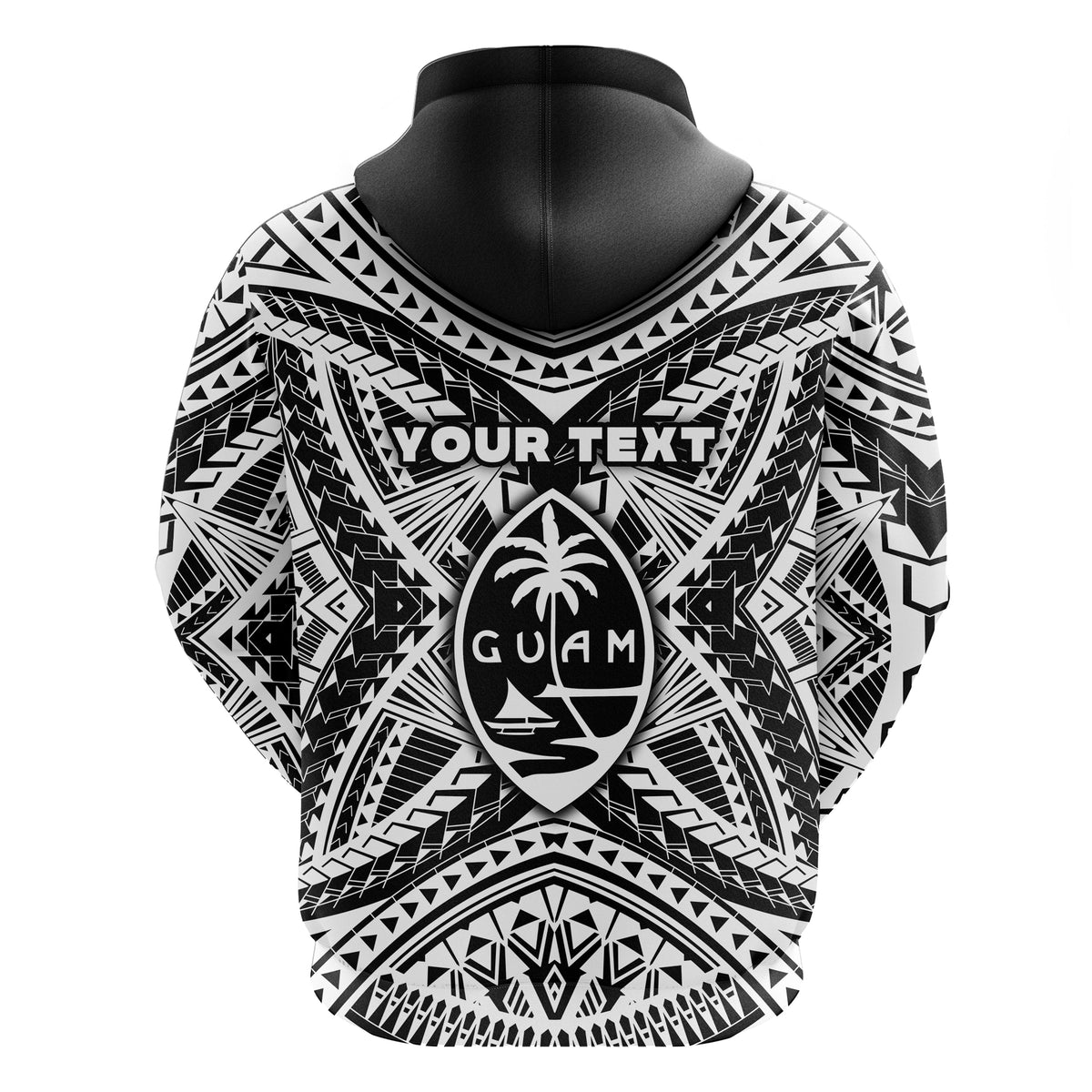 Custom Guam Rugby Zip Hoodie Polynesian Patterns Black LT16 - Wonder Print Shop
