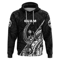 Custom Guam Rugby Hoodie Polynesian Patterns Style Black LT16 - Wonder Print Shop