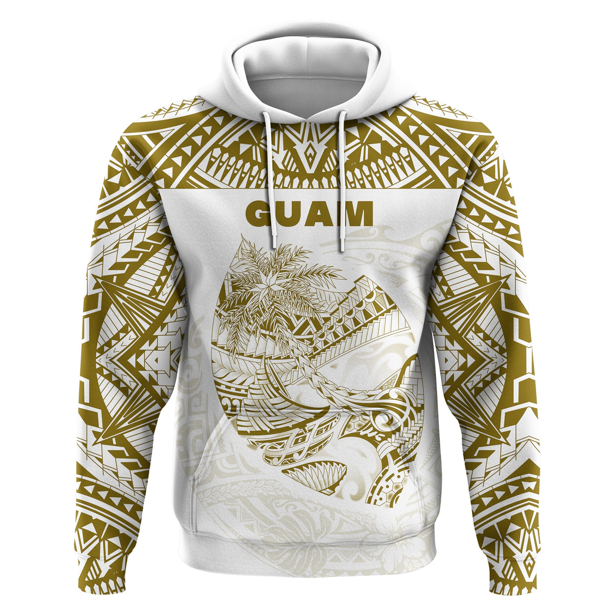 Custom Guam Rugby Hoodie Polynesian Patterns Gold Old LT16 - Wonder Print Shop