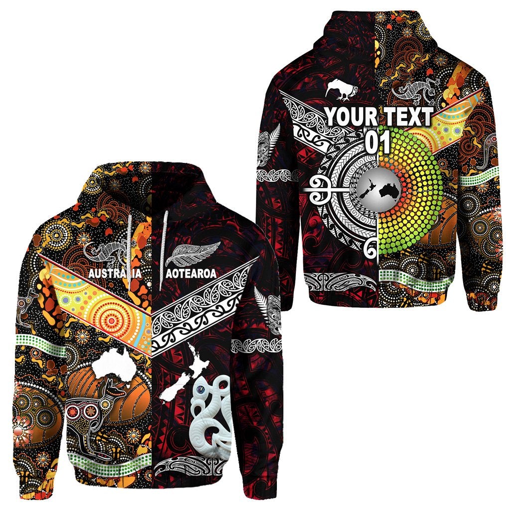 Custom New Zealand Australia Hoodie Together Red, Custom Text And Number LT8 - Wonder Print Shop