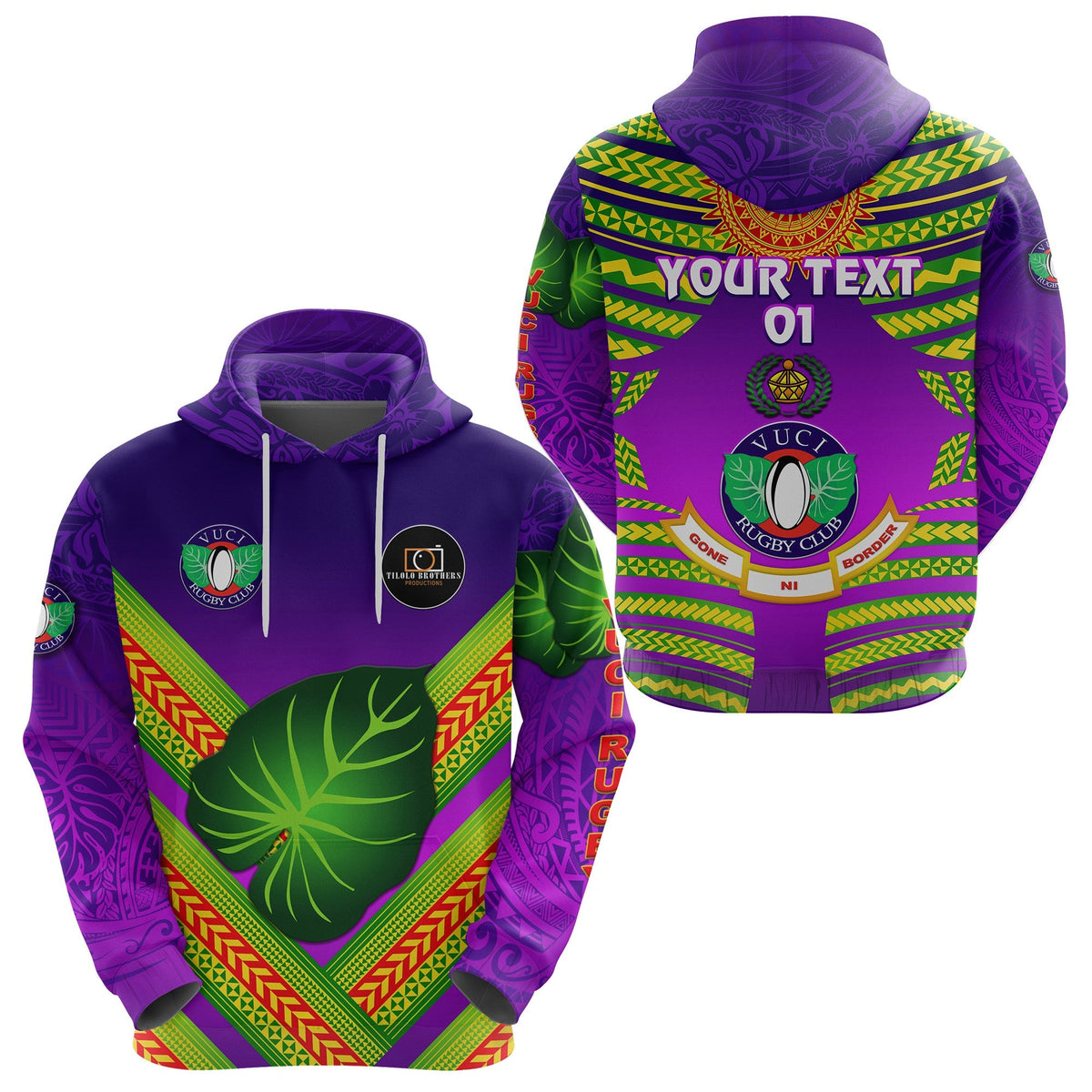 Custom Fiji Vuci Rugby Club Hoodie Creative Style Purple, Custom Text And Number LT8 - Wonder Print Shop