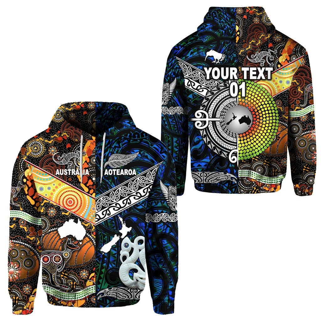 Custom New Zealand Australia Hoodie Together Blue, Custom Text And Number LT8 - Wonder Print Shop