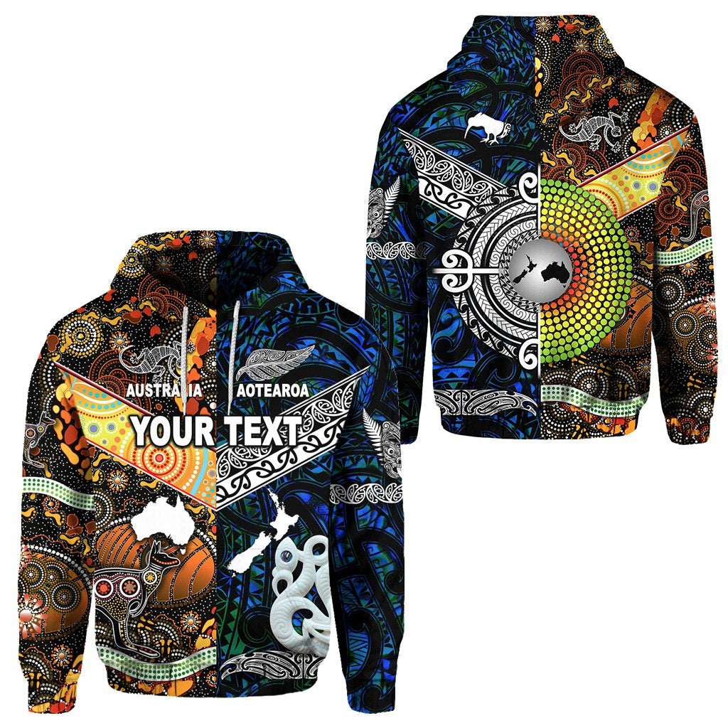 Custom New Zealand Australia Hoodie Together Blue LT8 - Wonder Print Shop