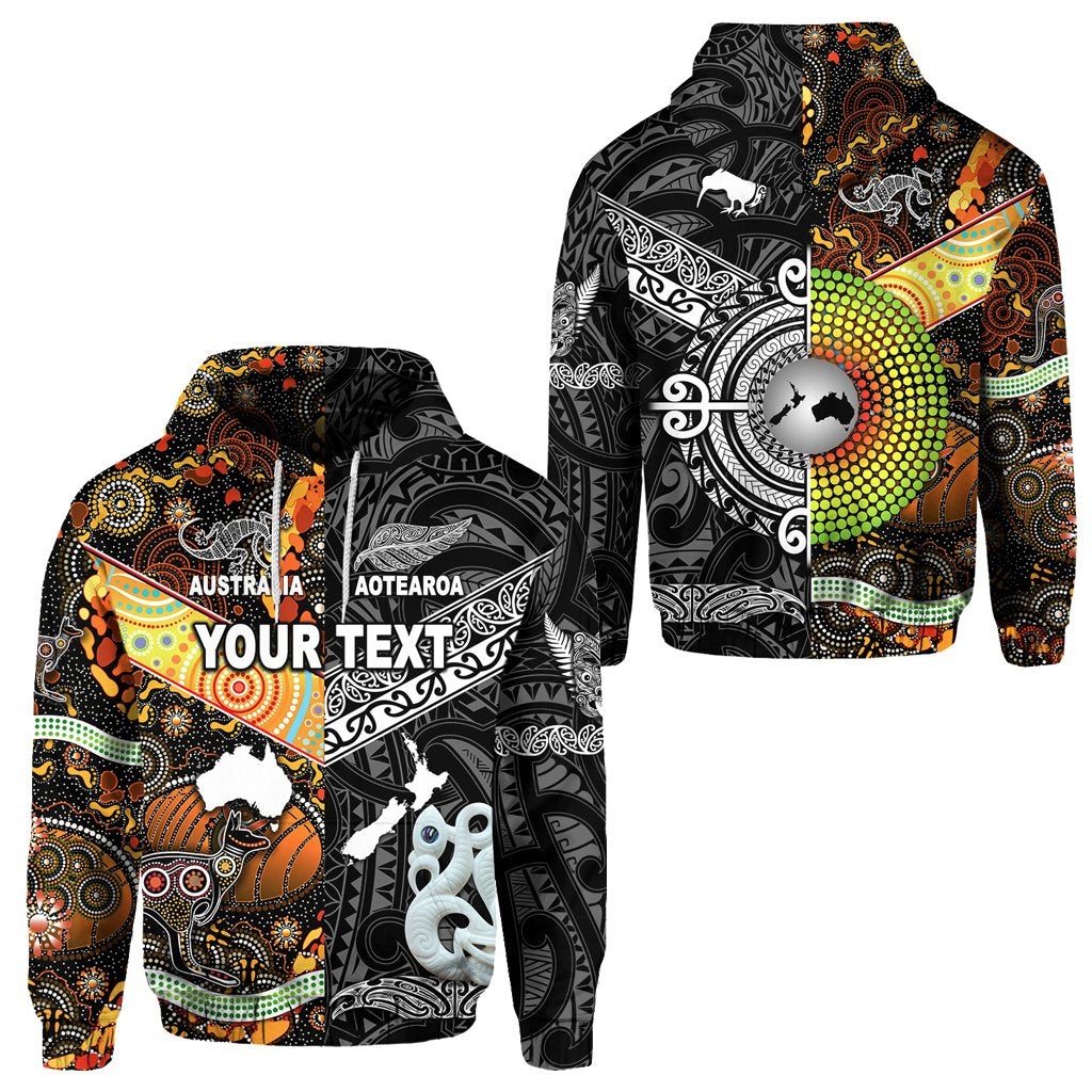 Custom New Zealand Australia Hoodie Together Black LT8 - Wonder Print Shop