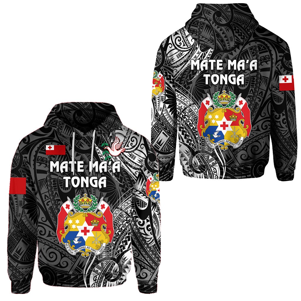 Tonga Hoodie Coat Of Arms Simple Vibes Black LT8 - Wonder Print Shop