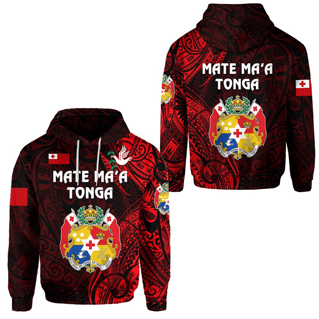 Tonga Hoodie Coat Of Arms Simple Vibes Red LT8 - Wonder Print Shop