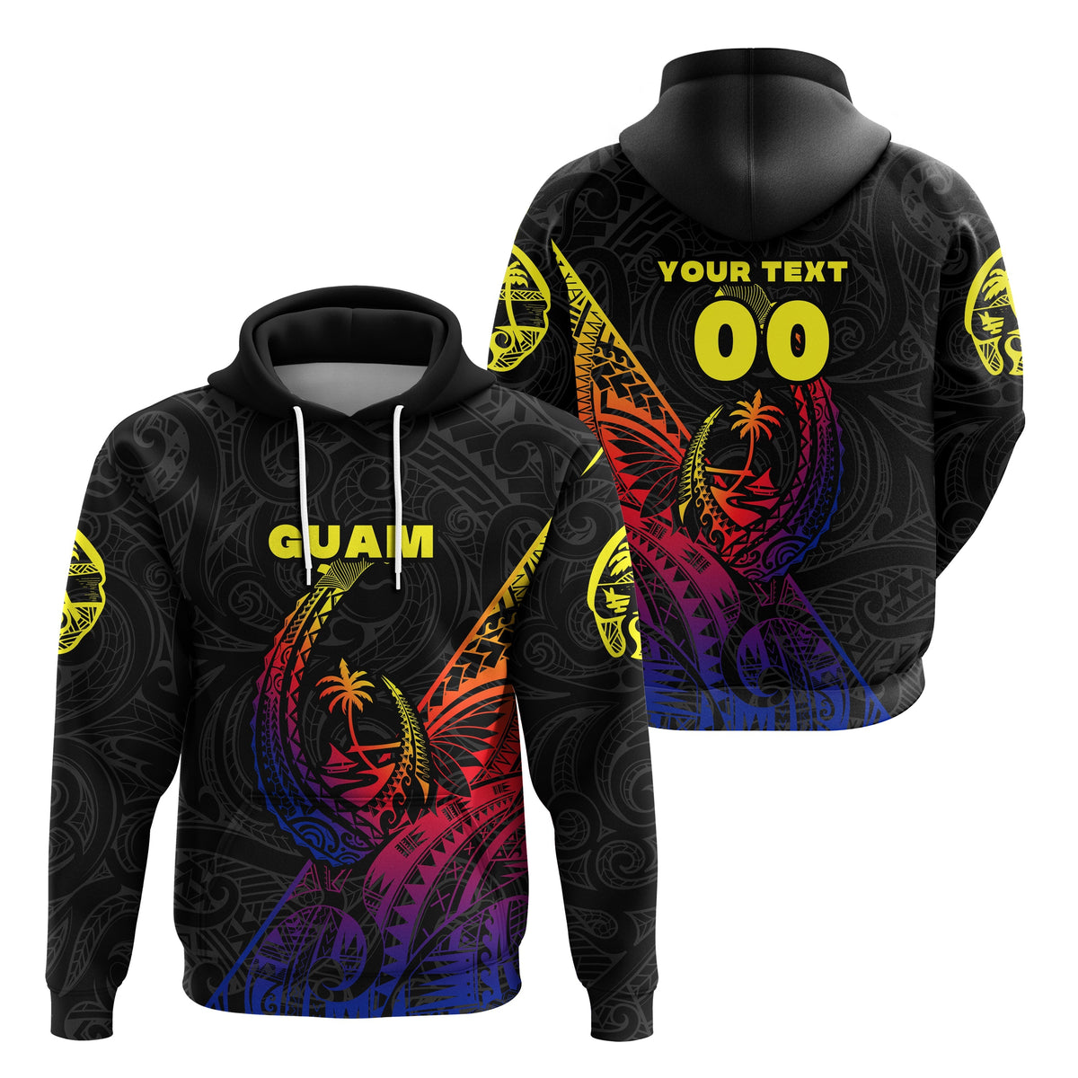 Custom Guam Rugby Hoodie Polynesian Patterns Style Gradient LT16 - Wonder Print Shop