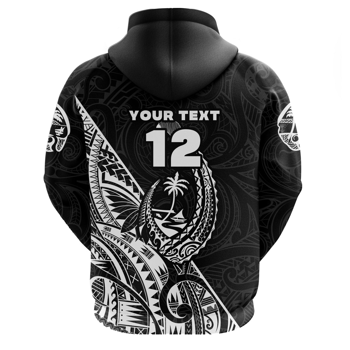 Custom Guam Rugby Zip Hoodie Polynesian Patterns Style Black LT16 - Wonder Print Shop