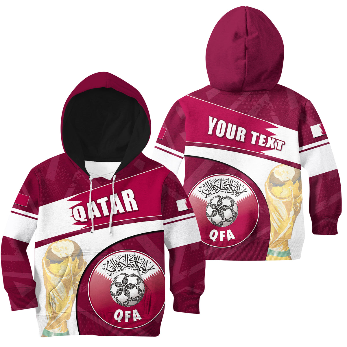 (Custom Personalised) Qatar World Cup 2022 Hoodie KID Basic Style LT6 - Wonder Print Shop