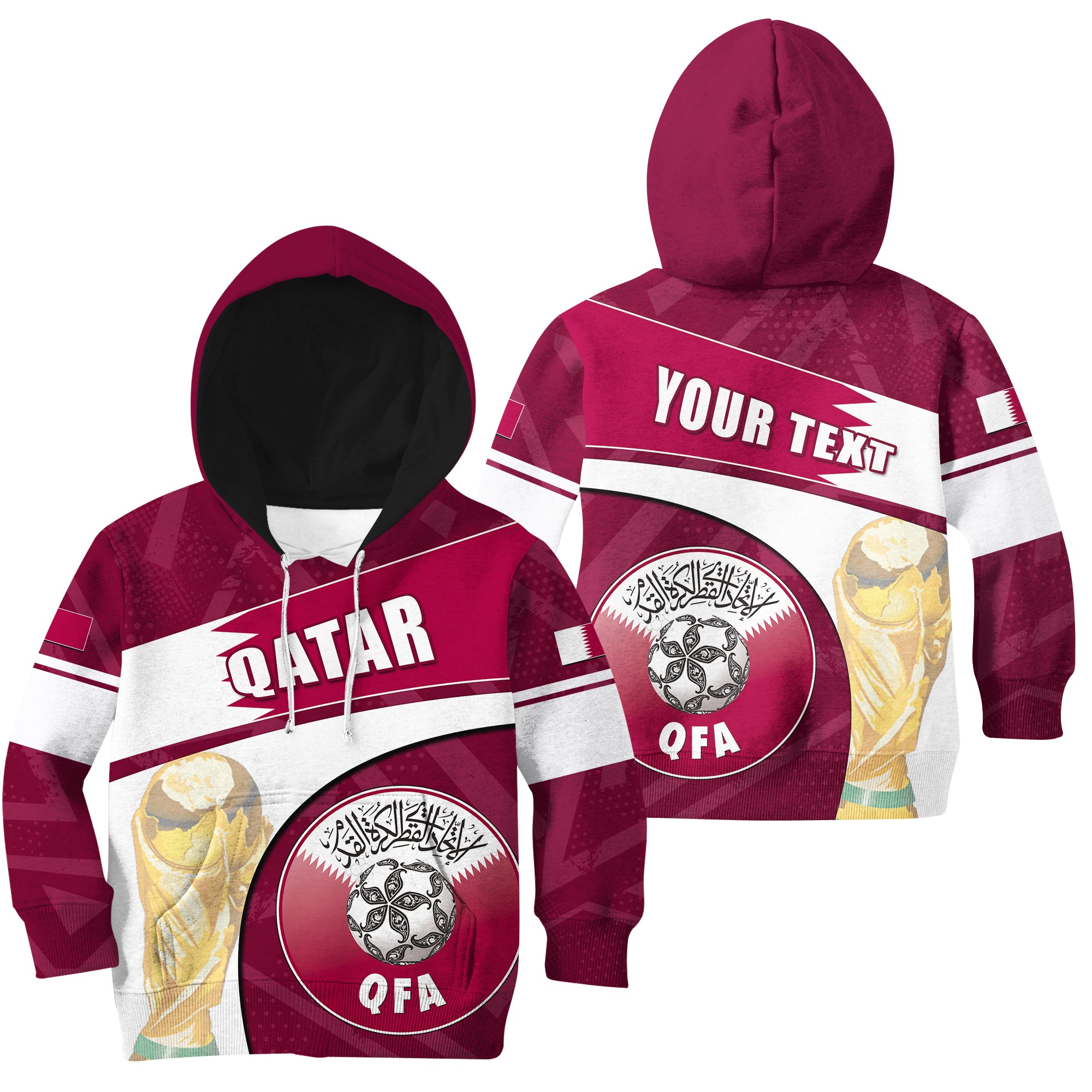 (Custom Personalised) Qatar World Cup 2022 Hoodie KID Basic Style