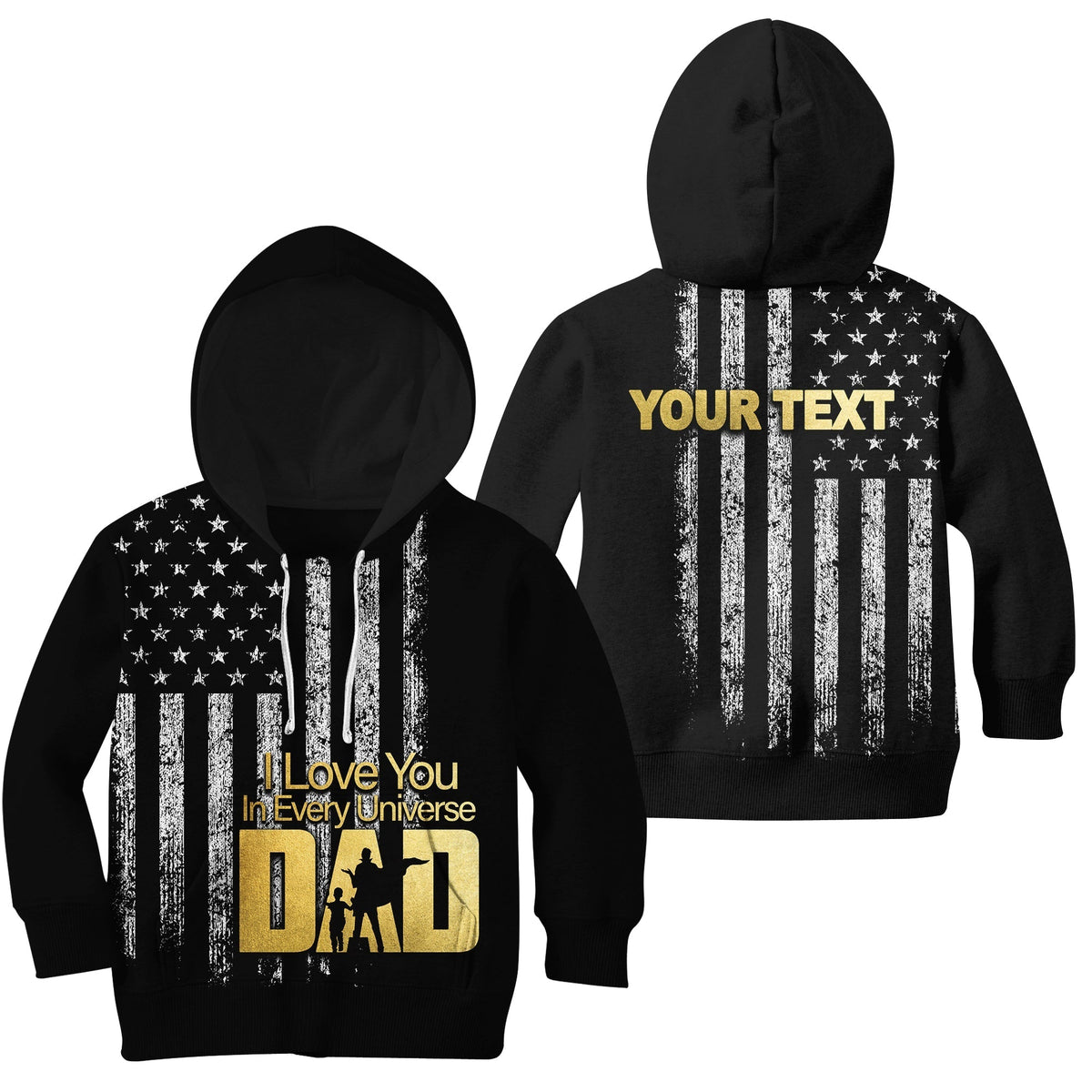 (Custom Personalised) American Flag Father Day Hoodie KID LT6 - Wonder Print Shop