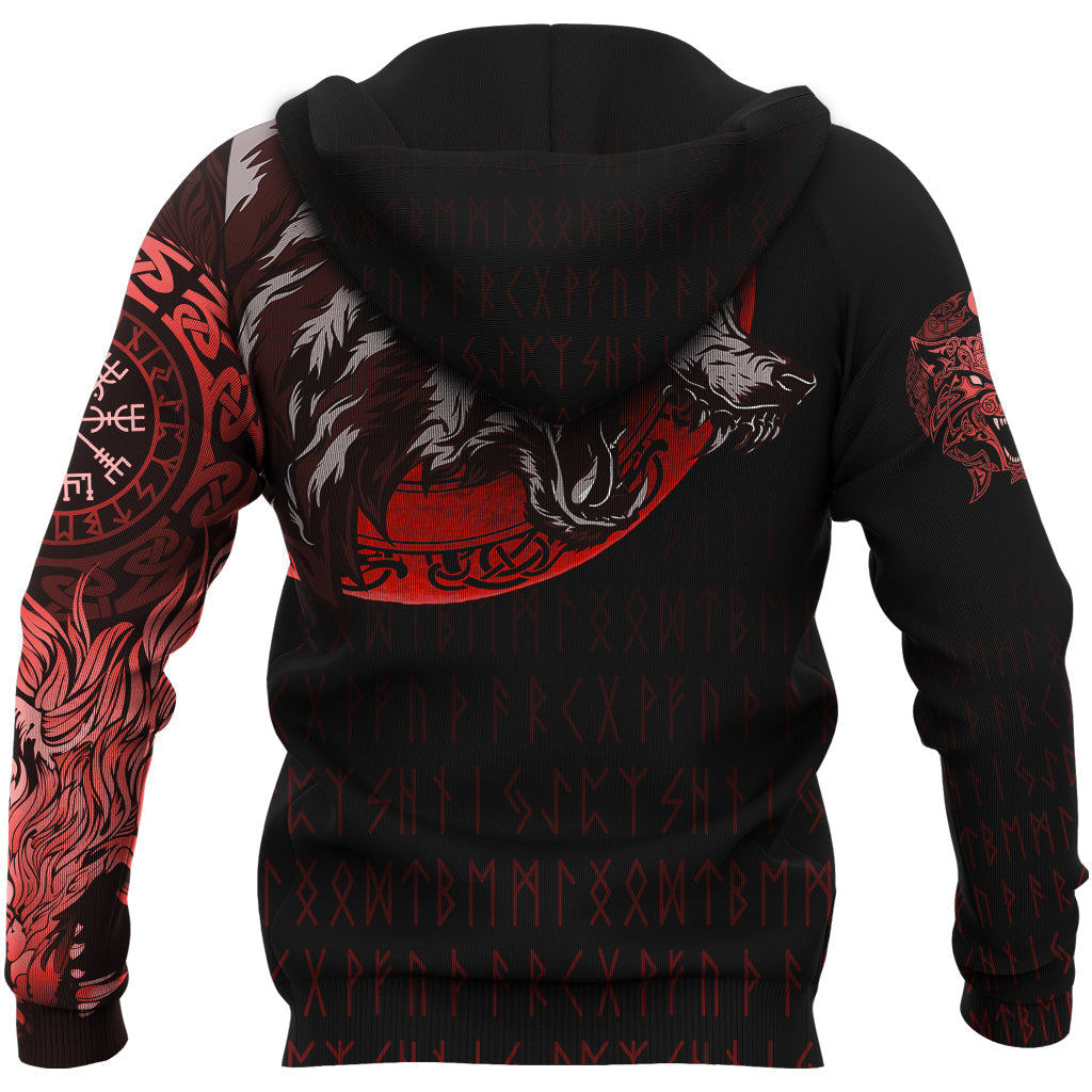 Viking Zip Hoodie - Wolf Blood Moon RLT12 - Wonder Print Shop