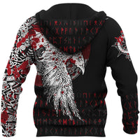 Custom Viking Zip Hoodie Mystical Raven Tattoo Blood RLT12 - Wonder Print Shop