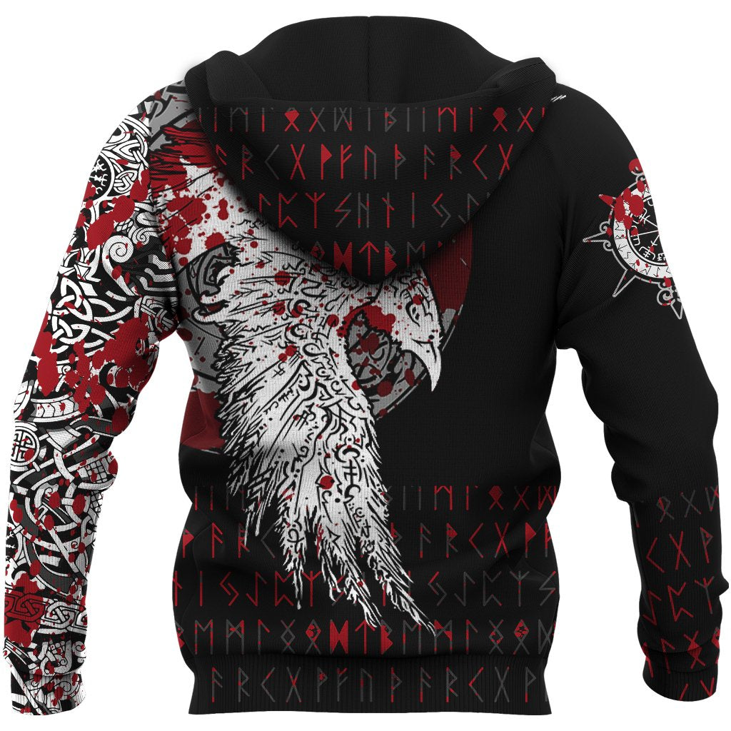 Viking Hoodie Mystical Raven Tattoo Style Blood RLT12 - Wonder Print Shop