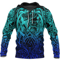 Viking Hoodie Valknut and Dragon Tattoo Special Blue RLT12 - Wonder Print Shop