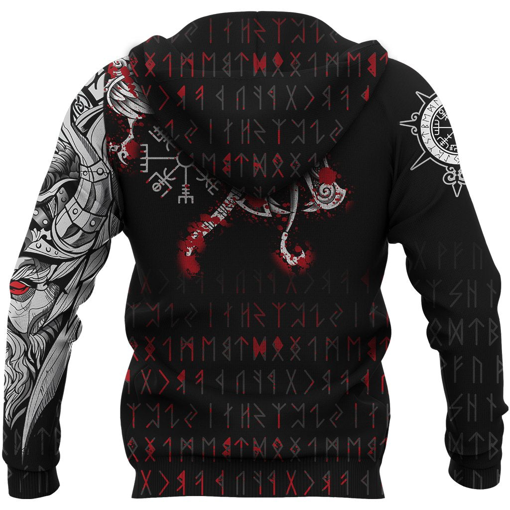 Viking Hoodie, Dragon and Vegvisir Blood Tattoo RLT12 - Wonder Print Shop