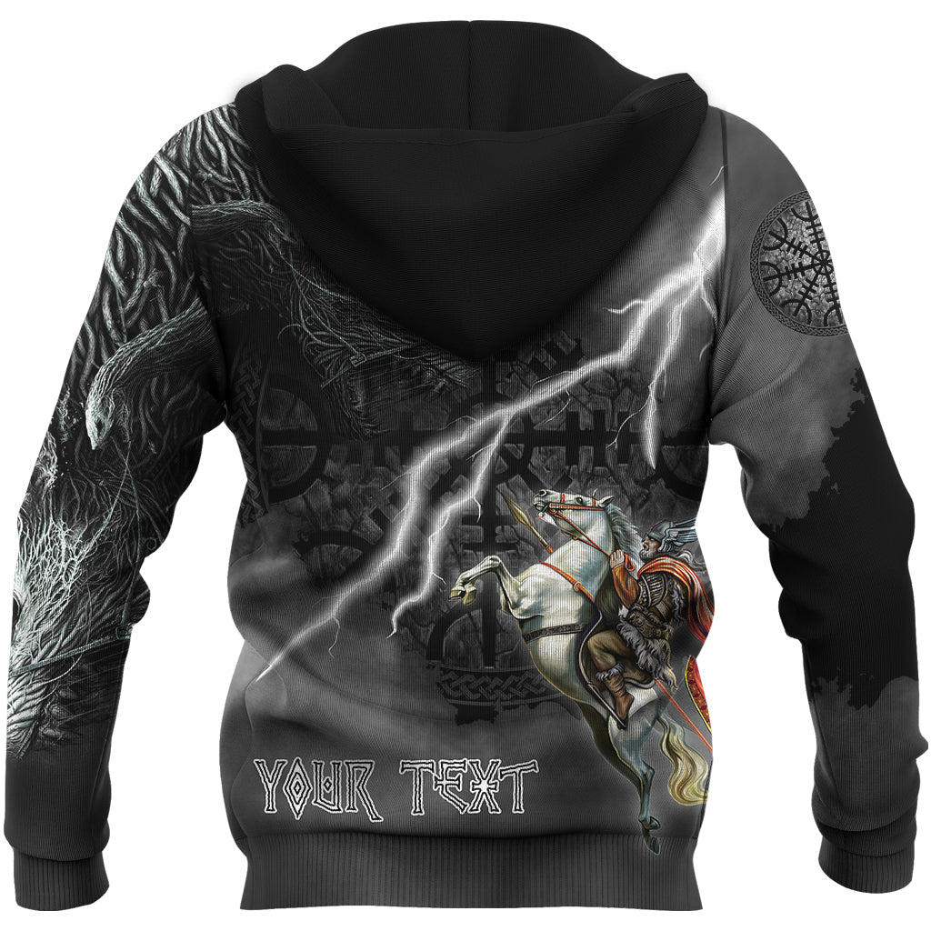 Custom Viking Ragnarok Hoodie Odin Fight Fenrir On Thunder Background RLT12 - Wonder Print Shop