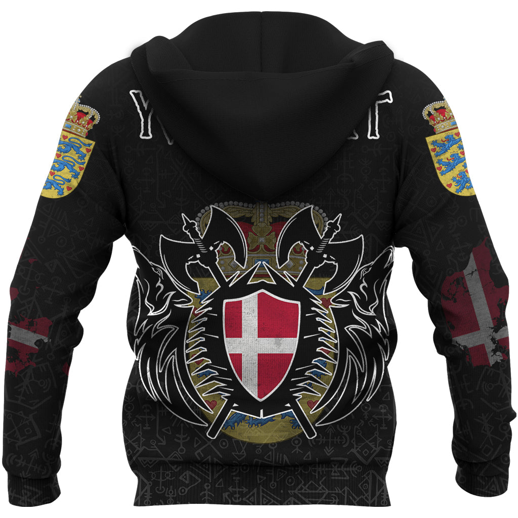 Custom Viking Denmark Flag and Map Hoodie style Viking Geri and Freki RLT12 - Wonder Print Shop