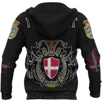 Custom Viking Denmark Flag and Map Hoodie style Viking Geri and Freki RLT12 - Wonder Print Shop