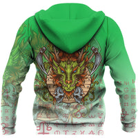 Custom Viking Wales Viking Dragon Style Green and White Hoodie RLT12 - Wonder Print Shop