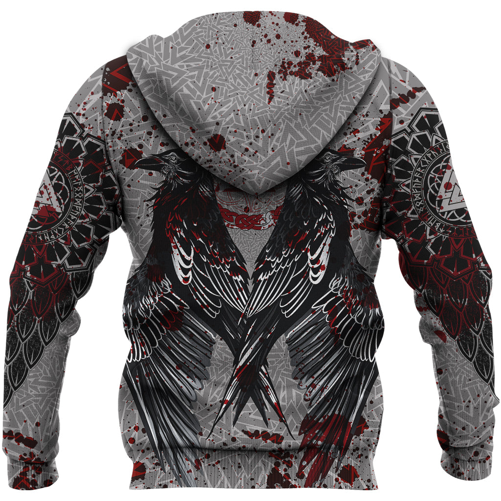 Viking Raven With Valknut Hoodie Style Blood RLT12 - Wonder Print Shop