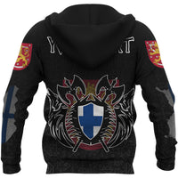 Custom Viking Finland Flag and Map Zip Hoodie style Viking Geri and Freki RLT12 - Wonder Print Shop