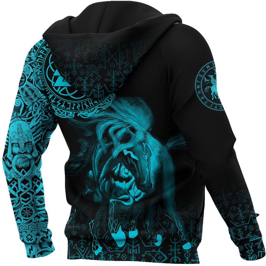 Viking Hoodie Sleipnir Odin Cyan RLT12 - Wonder Print Shop