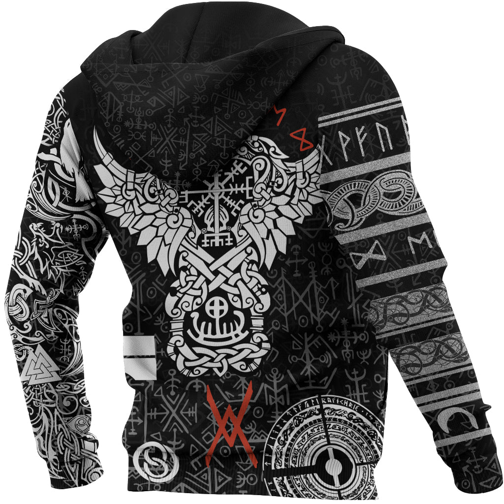 Viking Hoodie Odin and Raven Tattoo RLT12 - Wonder Print Shop