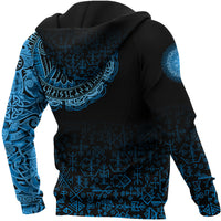 Viking Zip Hoodie - Raven Celtic Cyan RLT12 - Wonder Print Shop