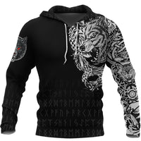 Viking Hoodie Dark Norse Wolf Tattoo RLT12 - Wonder Print Shop