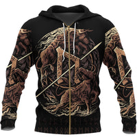 Viking Zip Hoodie - Uruz Rune RLT12 - Wonder Print Shop
