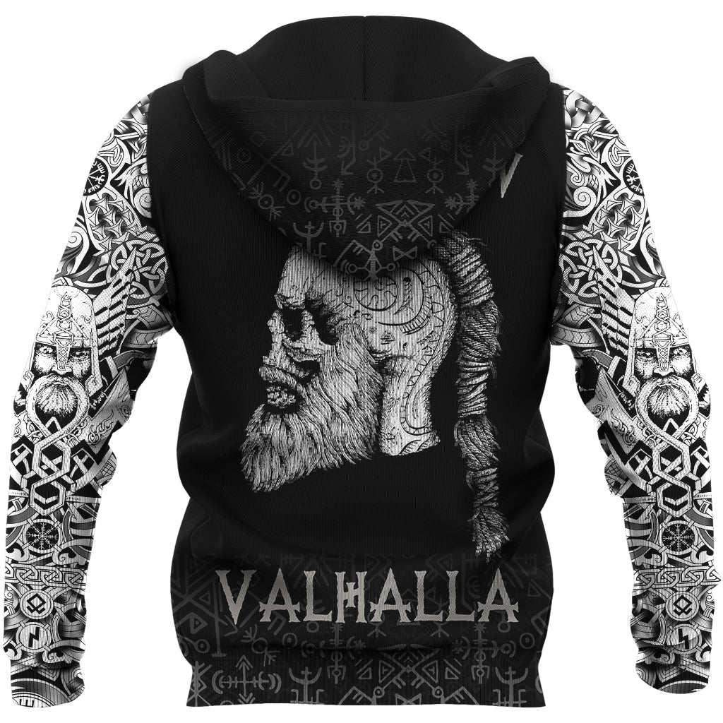 Viking Zip Hoodie - Raven and Skull RLT12 - Wonder Print Shop