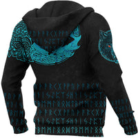 Custom Viking Hoodie Fenrir Wolf Cyan RLT12 - Wonder Print Shop