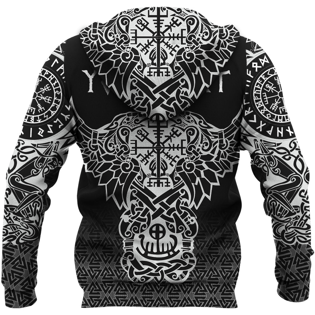Custom Viking Zip Hoodie Odin And Raven Tattoo RLT12 - Wonder Print Shop