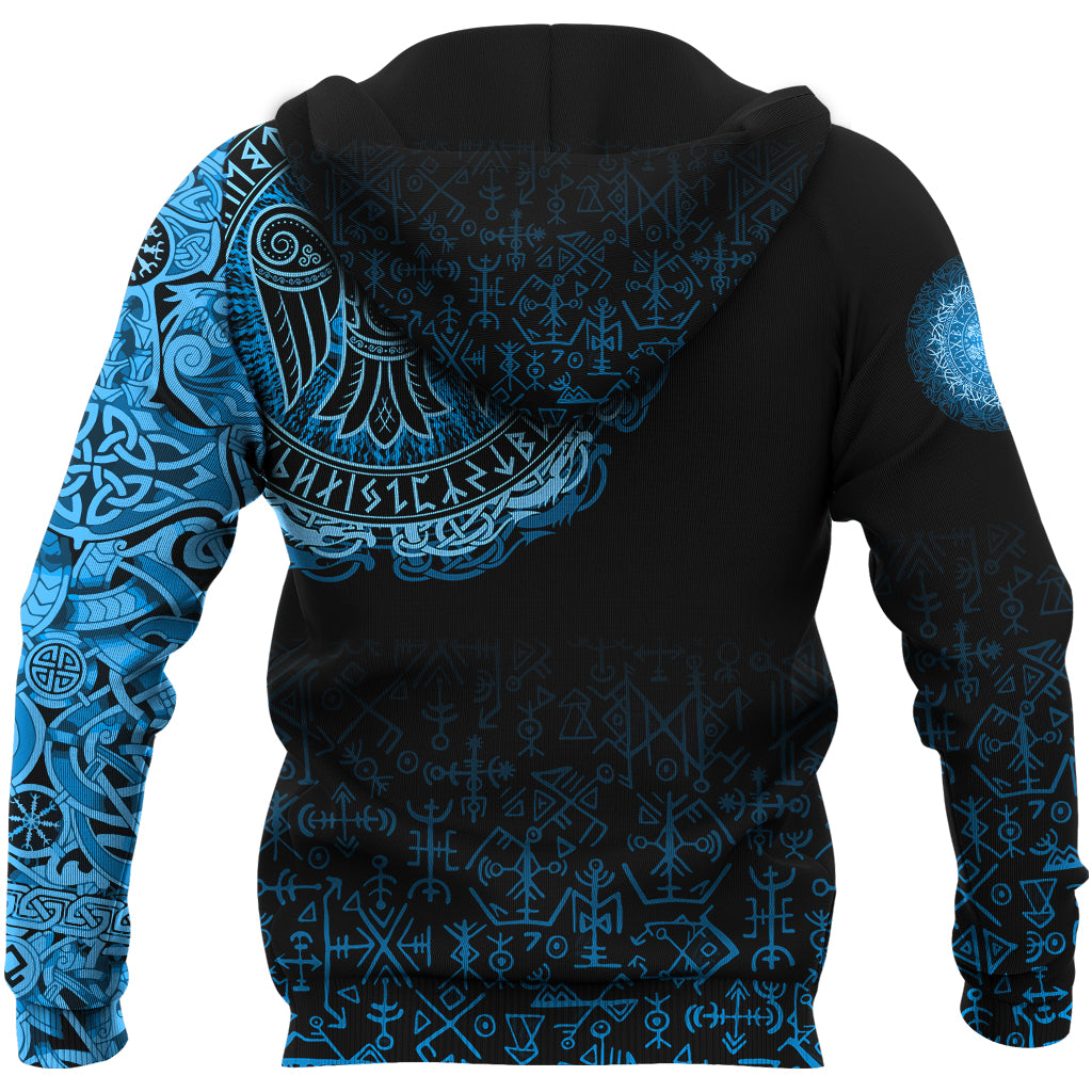 Custom Viking Hoodie Raven Celtic Cyan RLT12 - Wonder Print Shop