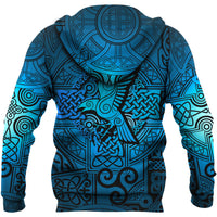 Viking Hoodie Raven Odin Celtic Cyan RLT12 - Wonder Print Shop