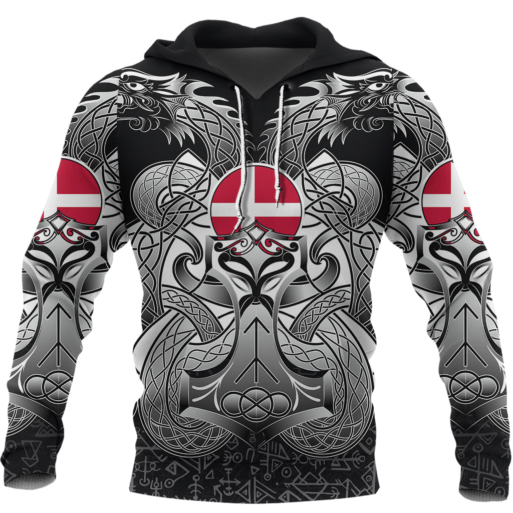 Viking Hoodie Denmark Mjolnir and Double Dragon RLT12 - Wonder Print Shop