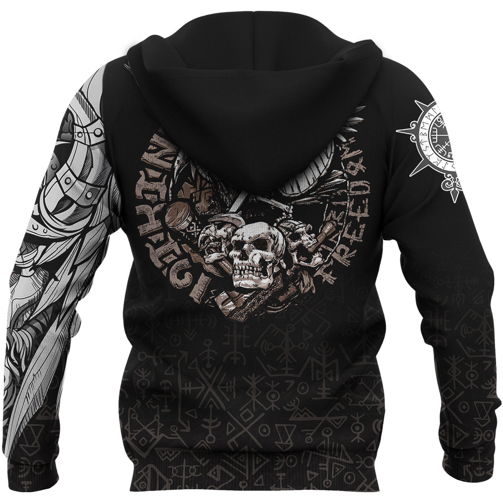 Custom Viking Warrior Zip Hoodie Odin Tattoo RLT12 - Wonder Print Shop