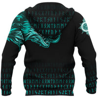 Custom Viking Hoodie Fenrir Wolf Cyan Near Shoulder RLT12 - Wonder Print Shop