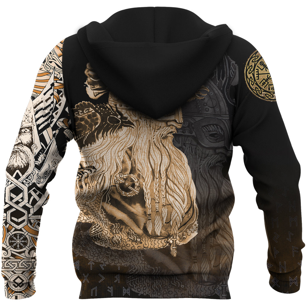 Viking Hoodie Odin Raven Viking Gold RLT12 - Wonder Print Shop