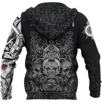Custom Viking Skull Honor Zip Hoodie RLT12 - Wonder Print Shop
