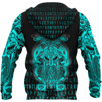 Custom Viking Tyr Tattoo Cyan Zip Hoodie RLT12 - Wonder Print Shop
