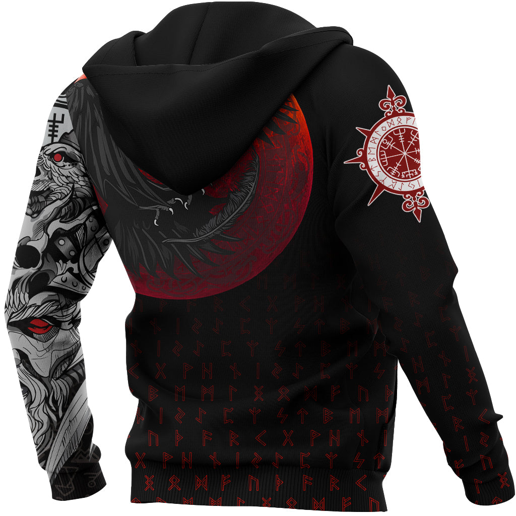 Custom Viking Hoodie Viking Raven Blood Moon RLT12 - Wonder Print Shop