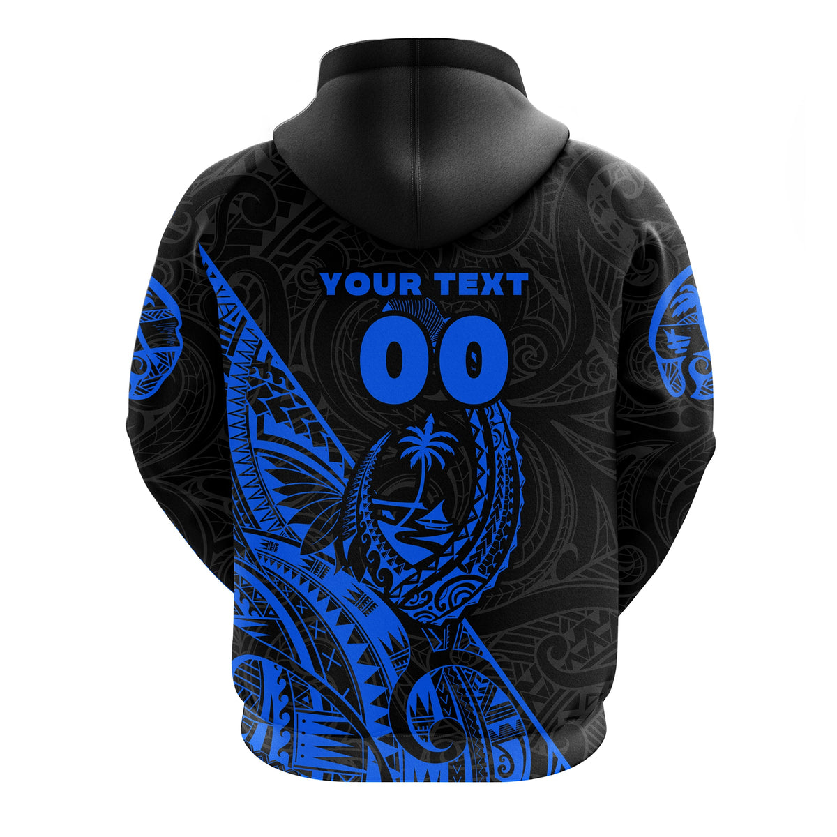 Custom Guam Rugby Hoodie Polynesian Patterns Style Blue LT16 - Wonder Print Shop