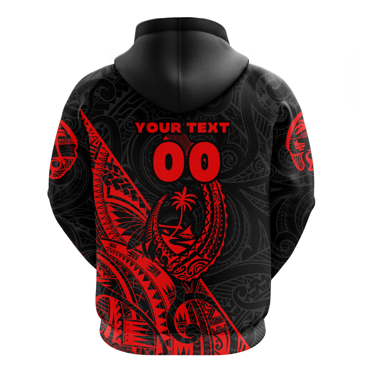 Custom Guam Rugby Hoodie Polynesian Patterns Style Red LT16 - Wonder Print Shop