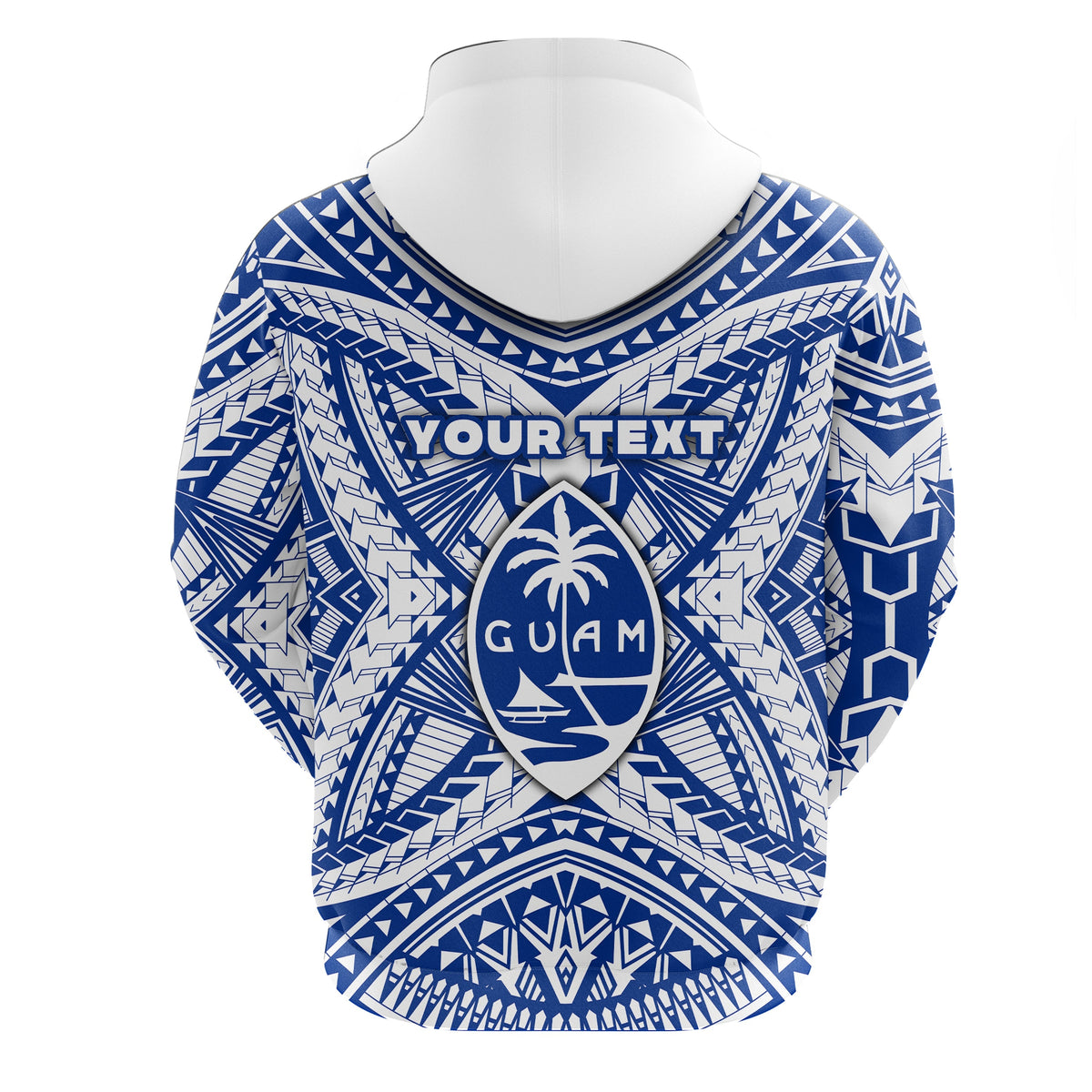 Custom Guam Rugby Hoodie Polynesian Patterns Blue LT16 - Wonder Print Shop