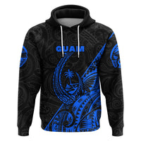 Custom Guam Rugby Hoodie Polynesian Patterns Style Blue LT16 - Wonder Print Shop